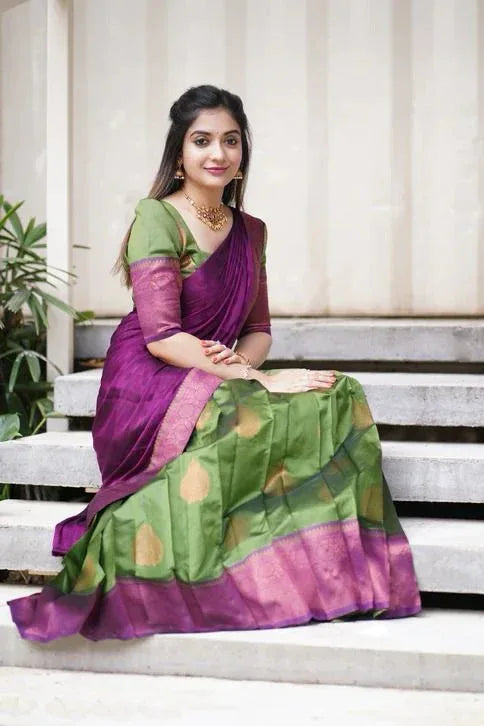 Beautiful Designer Super Half &amp; Half Copper Lehanga Saree
