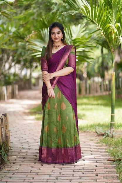 Beautiful Designer Super Half &amp; Half Copper Lehanga Saree