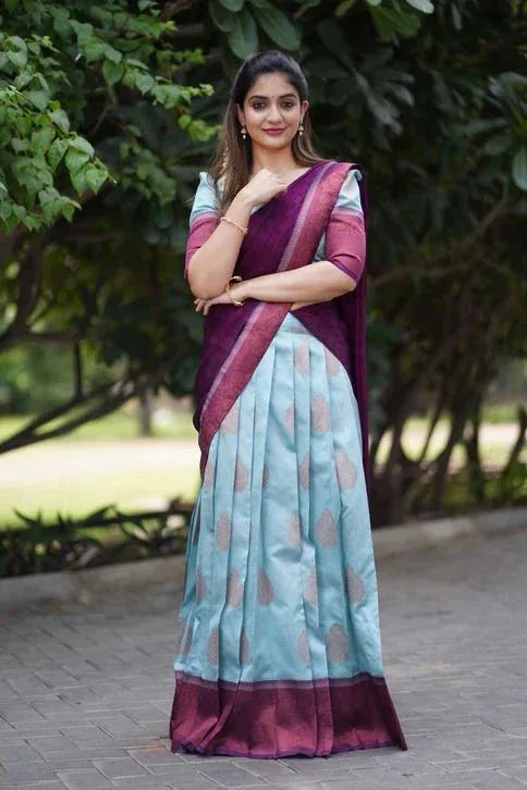 Beautiful Designer Super Half &amp; Half Copper Lehanga Saree