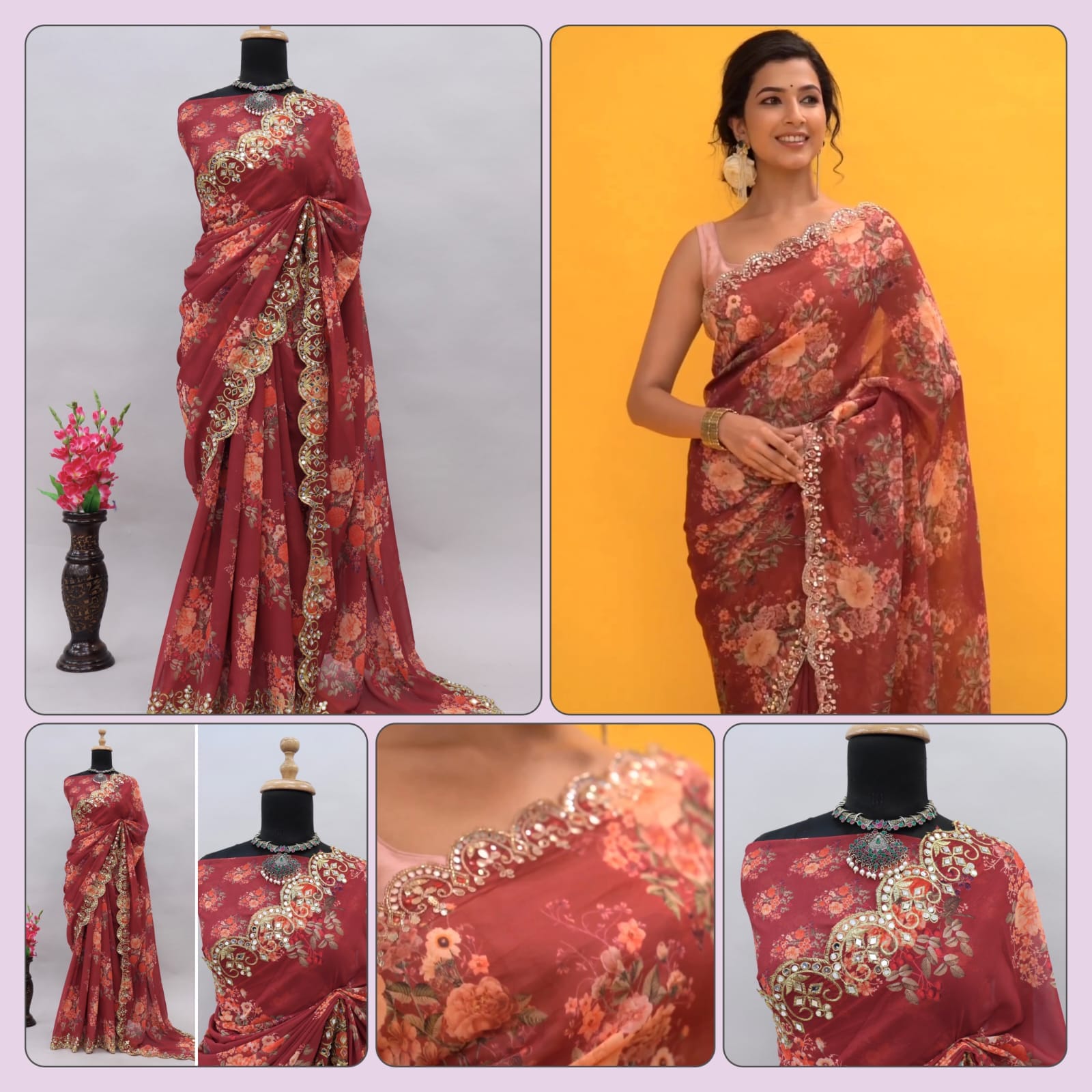 Beautiful Designer Georgette Floral Digital Printed Saree