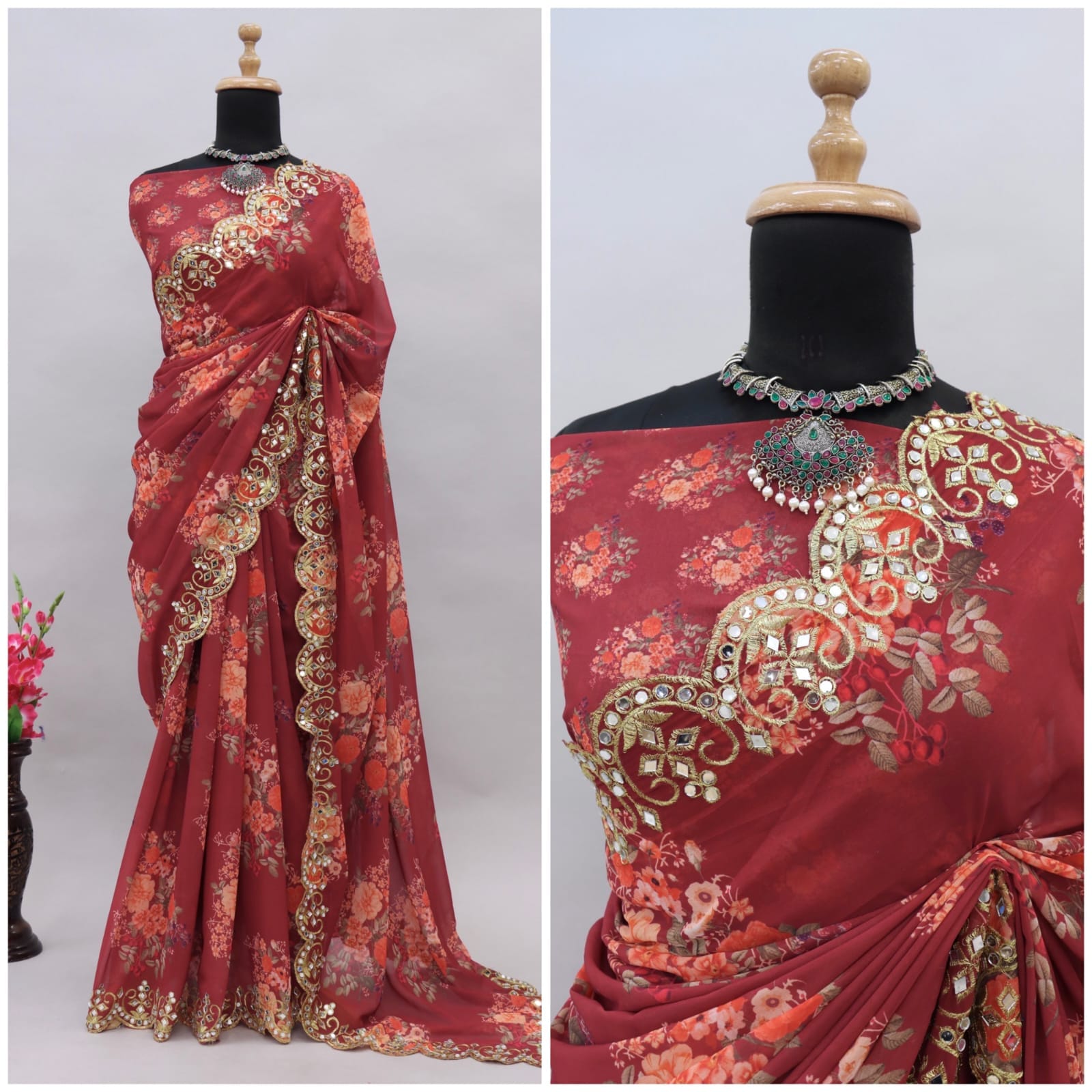 Beautiful Designer Georgette Floral Digital Printed Saree