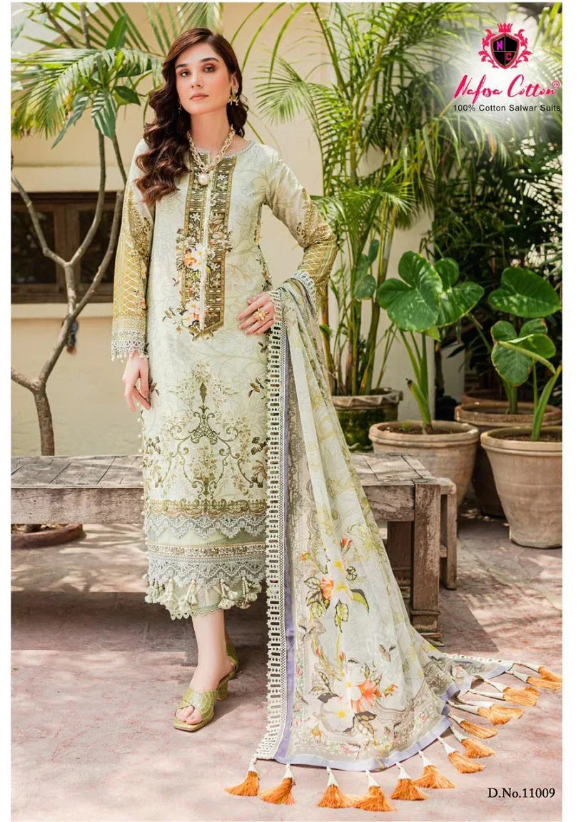 Nafisa Monsoon Vol-11 Series 11001-11006 Pure Cotton Printed Suit (350x10)