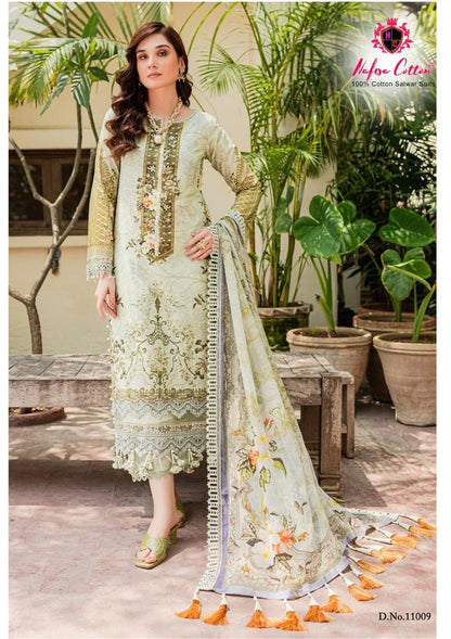Nafisa Monsoon Vol-11 Series 11001-11006 Pure Cotton Printed Suit (350x10)