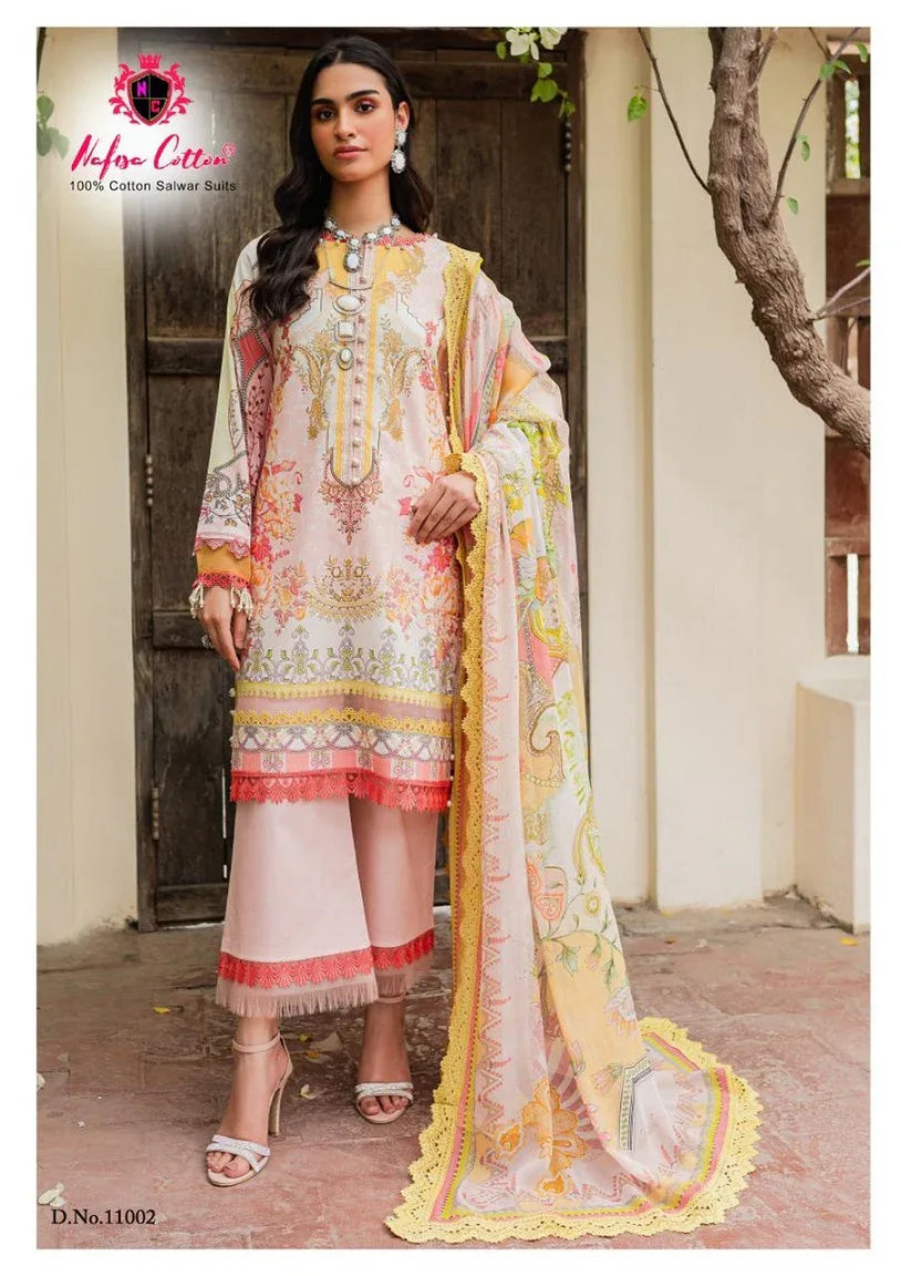 Nafisa Monsoon Vol-11 Series 11001-11006 Pure Cotton Printed Suit (350x10)