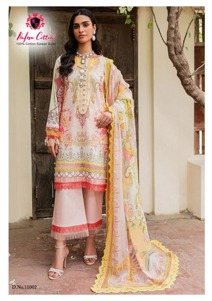 Nafisa Monsoon Vol-11 Series 11001-11006 Pure Cotton Printed Suit (350x10)