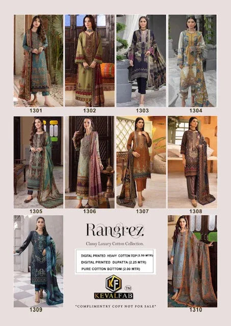 Keval Rangrez Vol-3 Series 1301-1310 Pure Cotton Suit (345x10)
