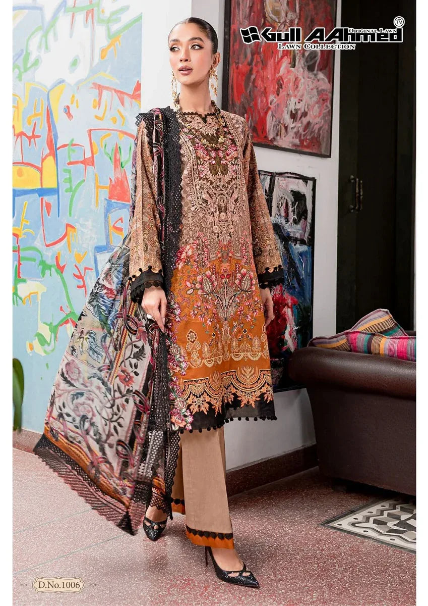 Gull Aahmed Azure Series 1001-1006 Pure Lawn Cotton Suit (390x06)