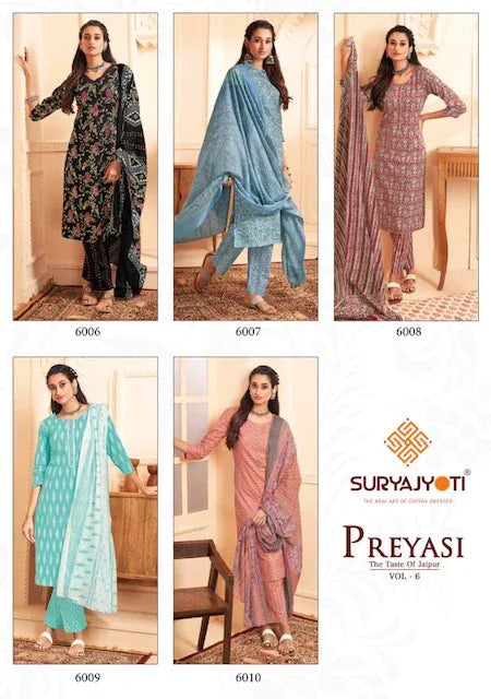 Suryajyoti Preyashi Vol-6 Series 6001-6010 Cambric Cotton Suit (545x10)