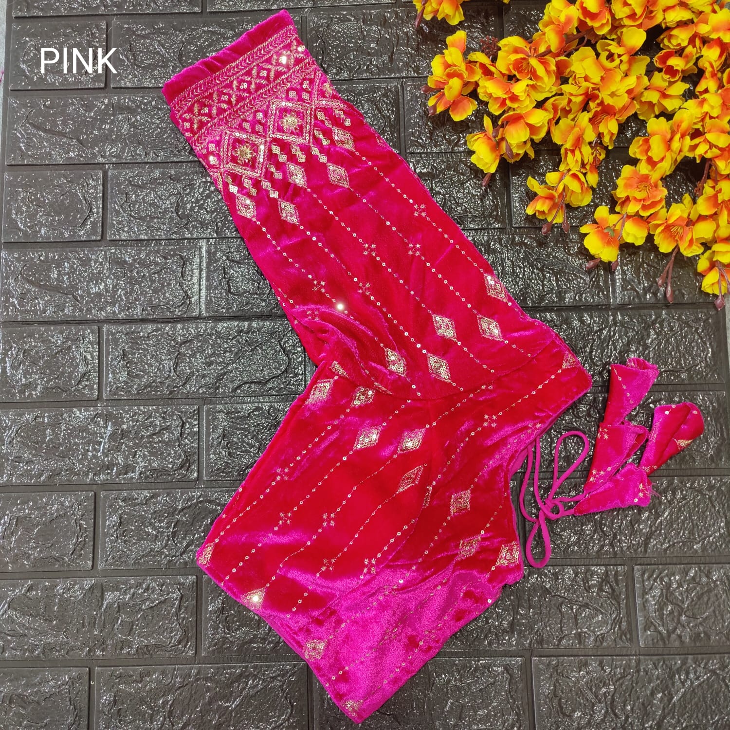 Bridal Designer Pure Viscose Velvet and Sequence Blouse