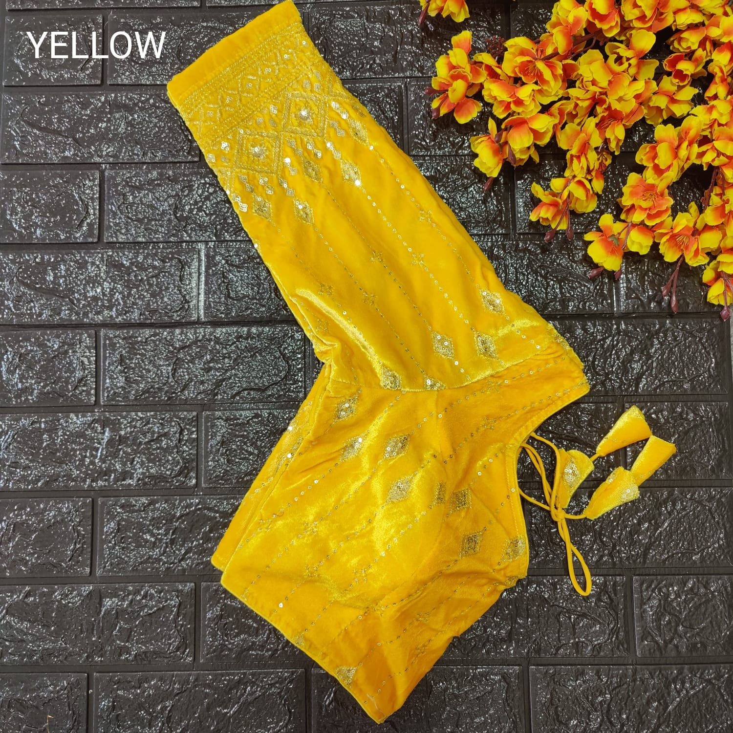 Bridal Designer Pure Viscose Velvet and Sequence Blouse