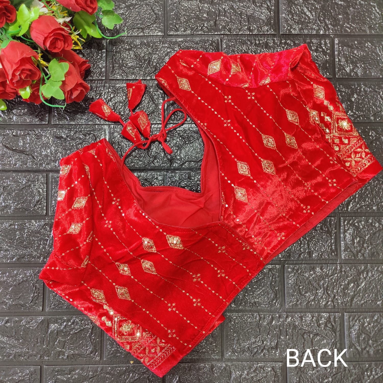 Bridal Designer Pure Viscose Velvet and Sequence Blouse