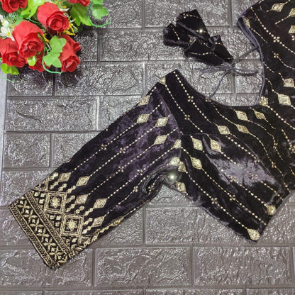 Bridal Designer Pure Viscose Velvet and Sequence Blouse