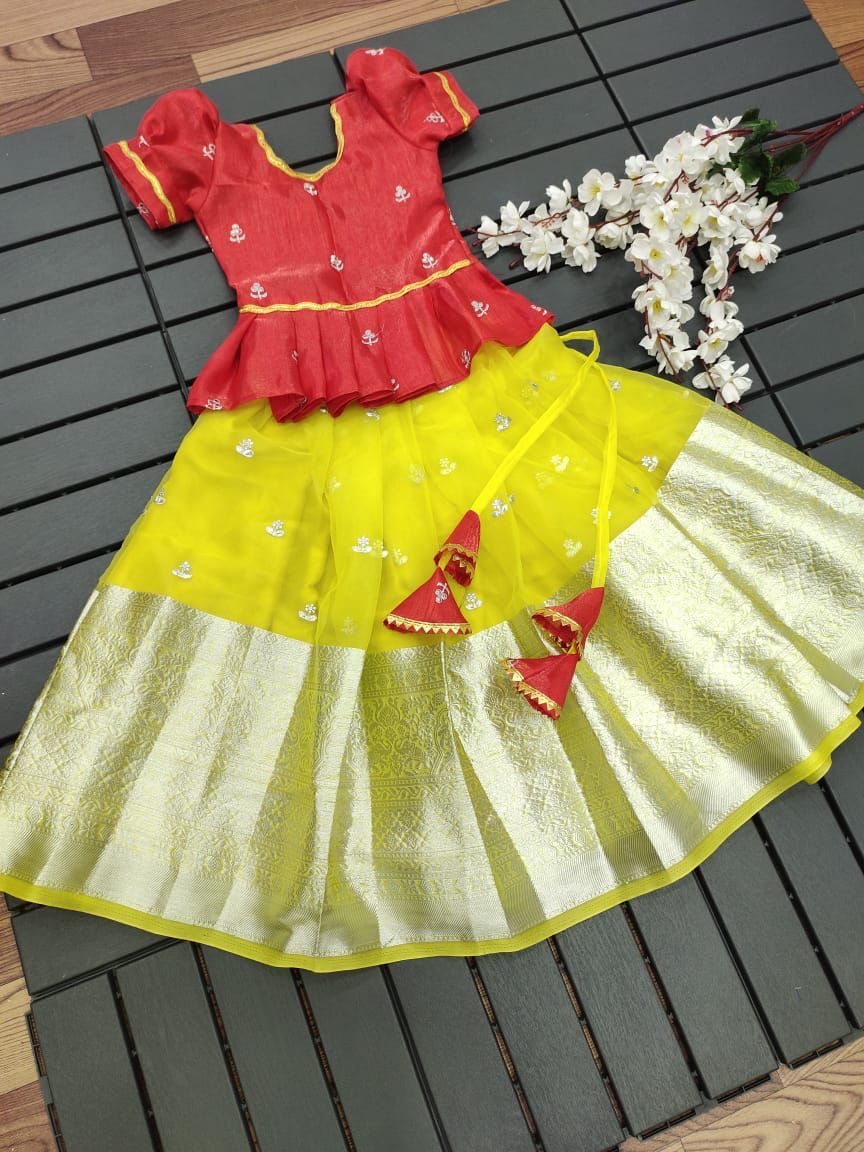 Kids Lehenga New Model Pattu Langa Jacket Kids Lehenga Choli Kids