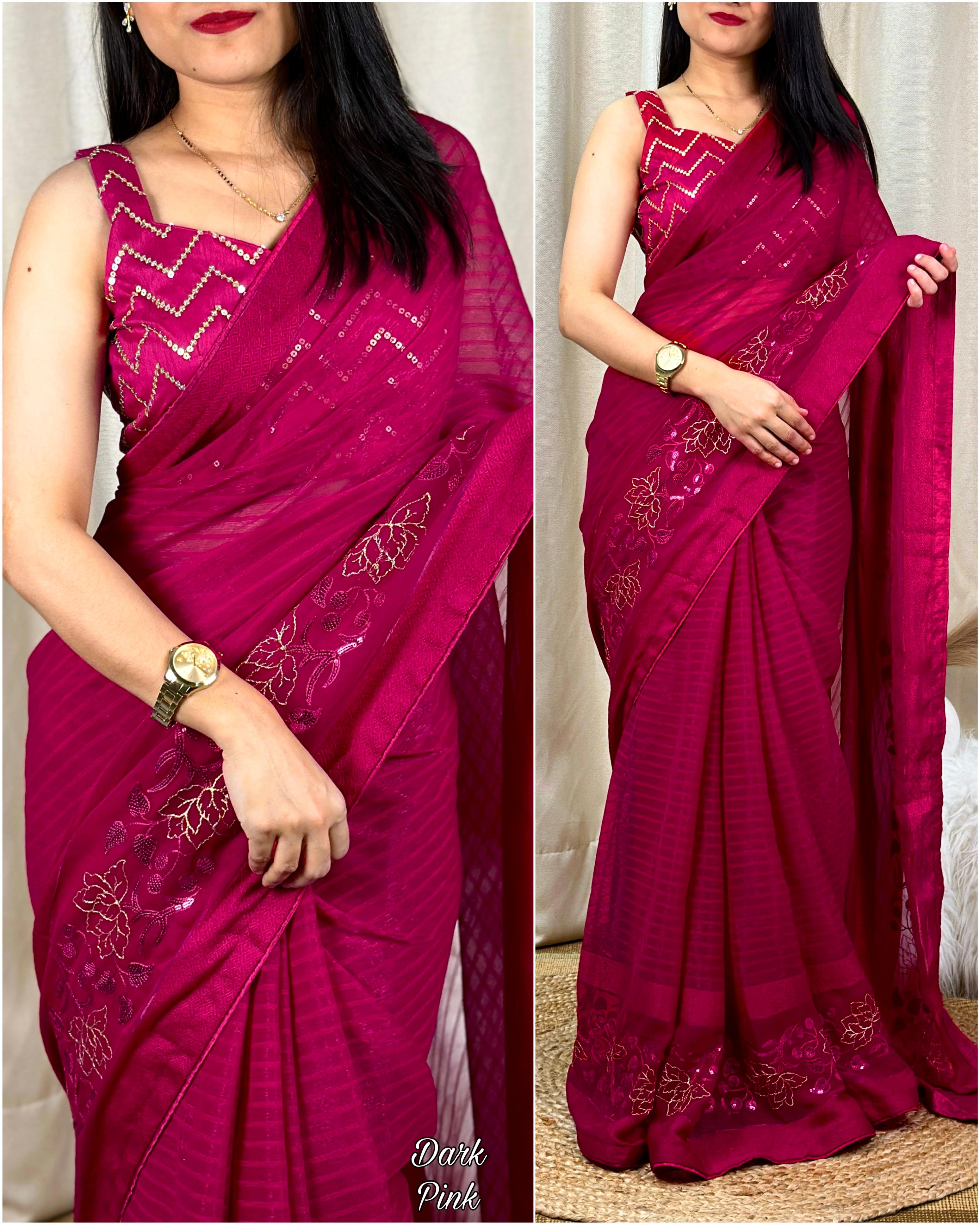 Beautiful Designer Himanshi Shiney Simmer Chiffon Saree