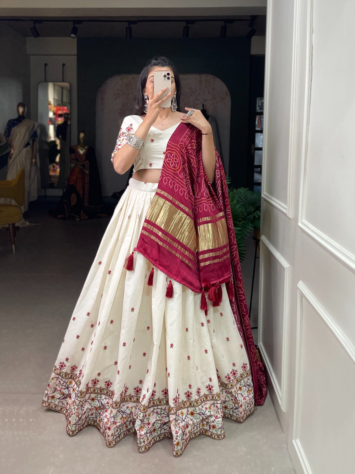 White Pure Cotton Lehenga Choli