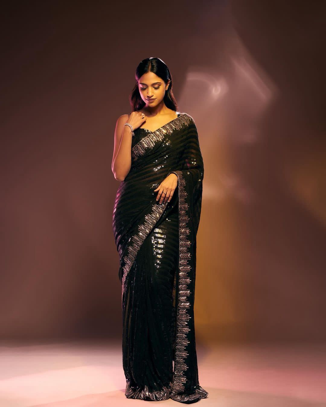 Beautiful Designer Sequence Embroidery Work Saree