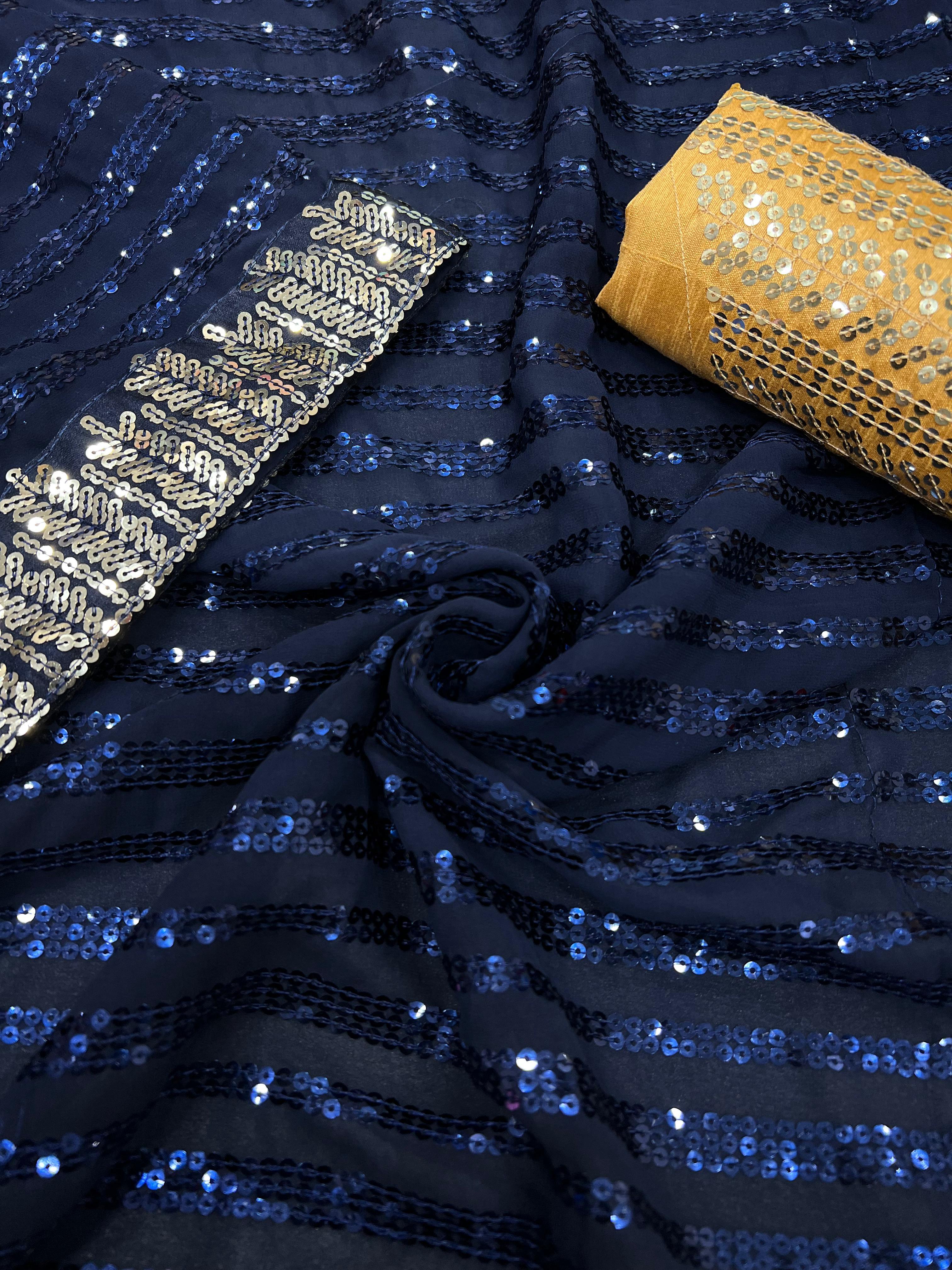 Beautiful Designer Sequence Embroidery Work Saree