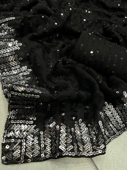 Beautiful Designer Sequence Embroidery Work Saree