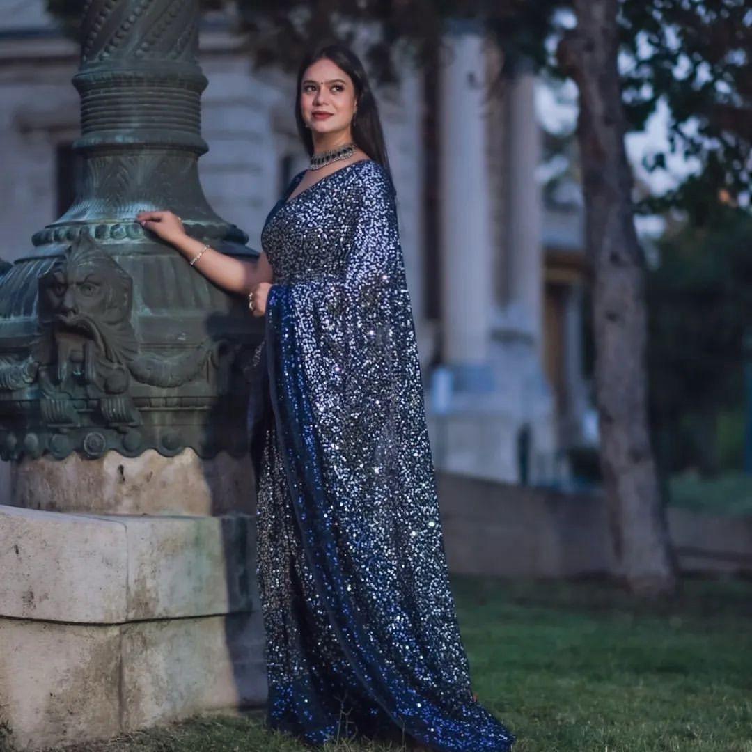 Beautiful Designer Soft Georgette Sequence Saree 5204