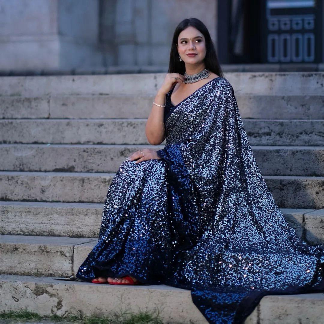 Beautiful Designer Soft Georgette Sequence Saree 5204