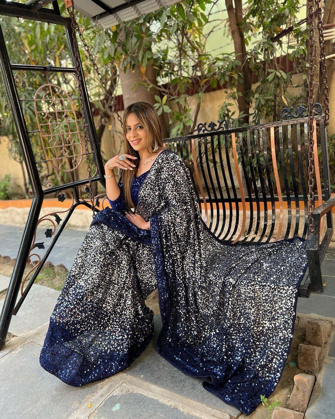 Beautiful Designer Soft Georgette Sequence Saree 5204
