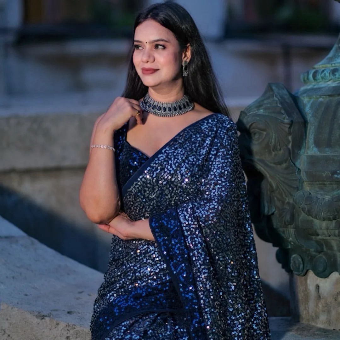 Beautiful Designer Soft Georgette Sequence Saree 5204