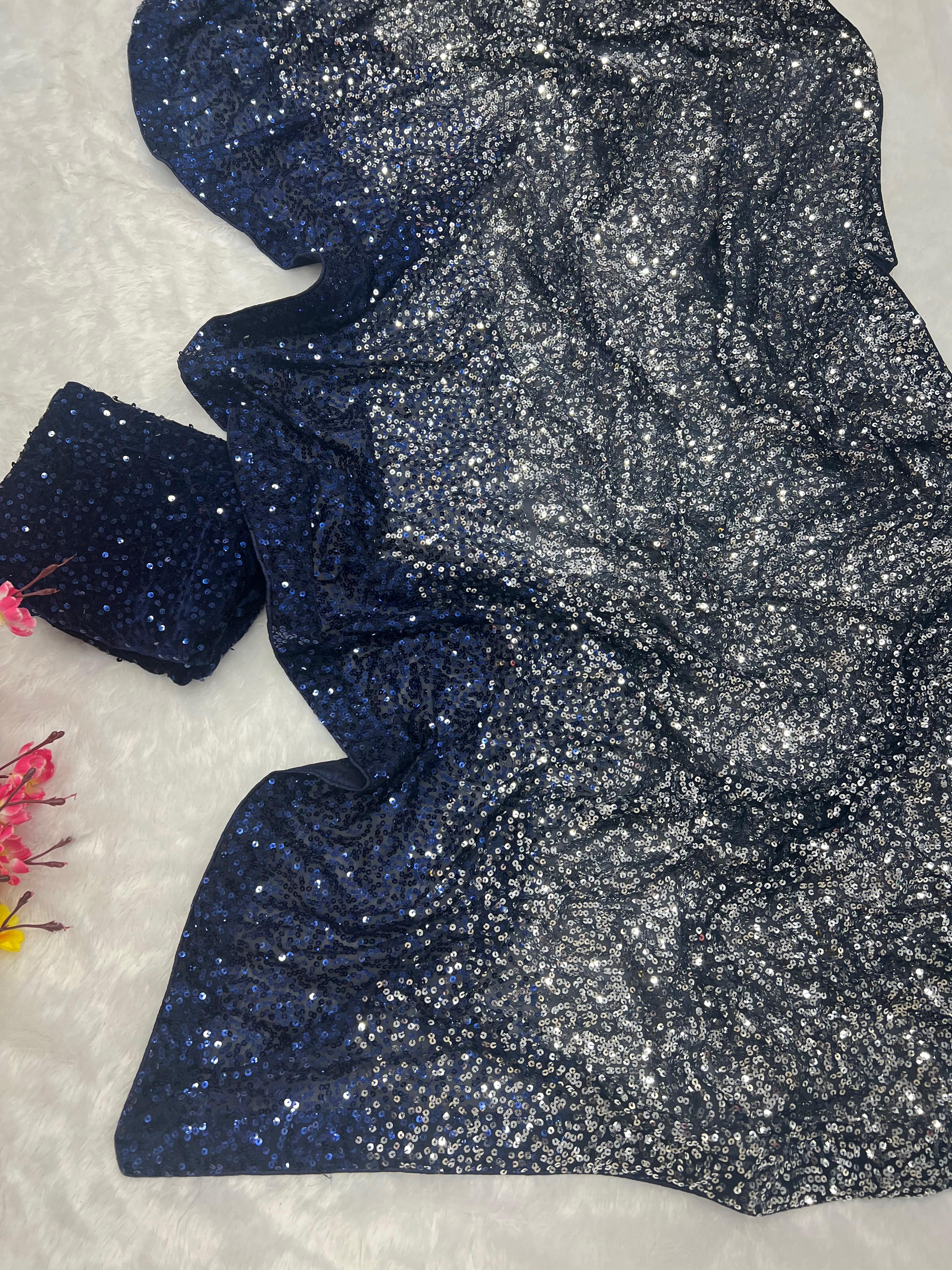 Beautiful Designer Soft Georgette Sequence Saree 5204