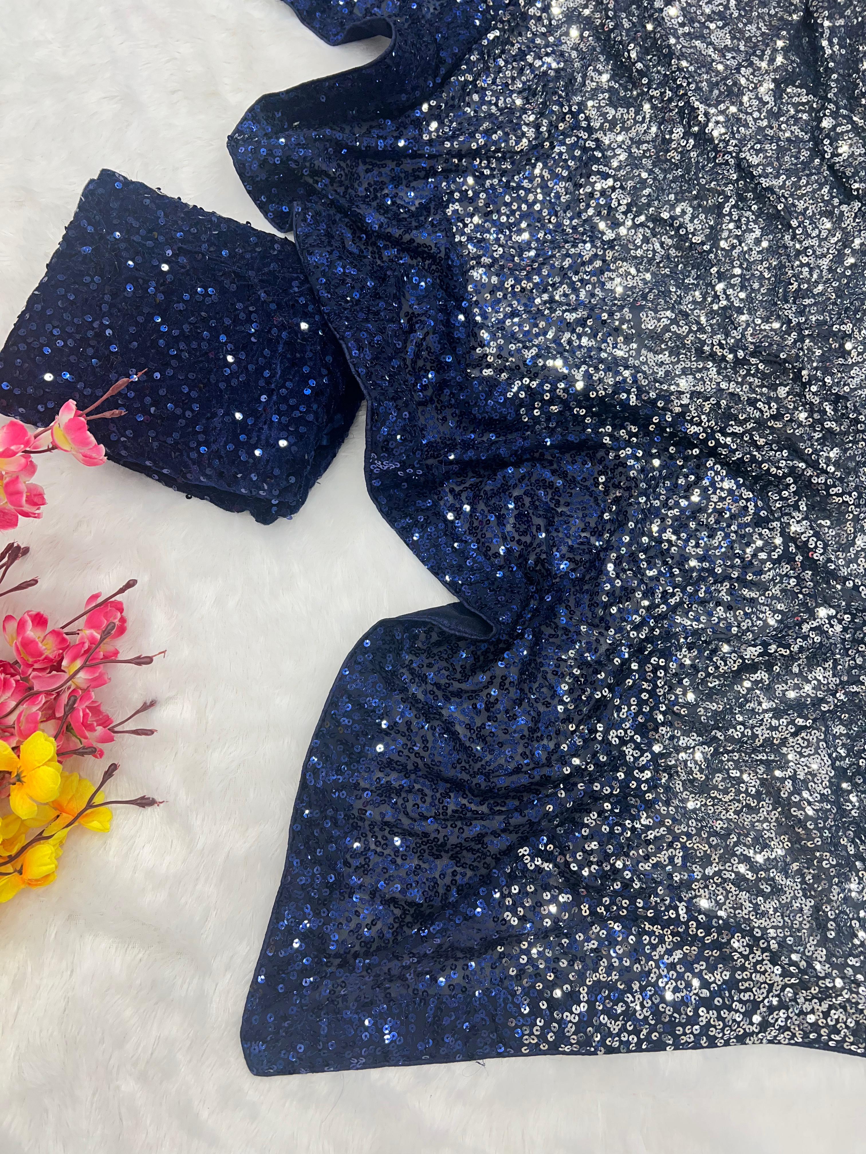 Beautiful Designer Soft Georgette Sequence Saree 5204