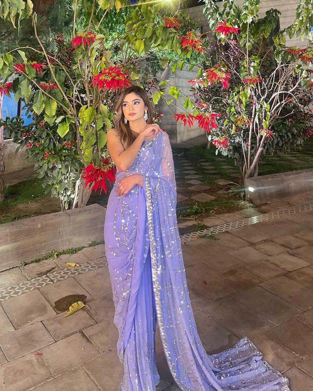 Beautiful Designer Aqua Heavy Georgette Sequanc Saree