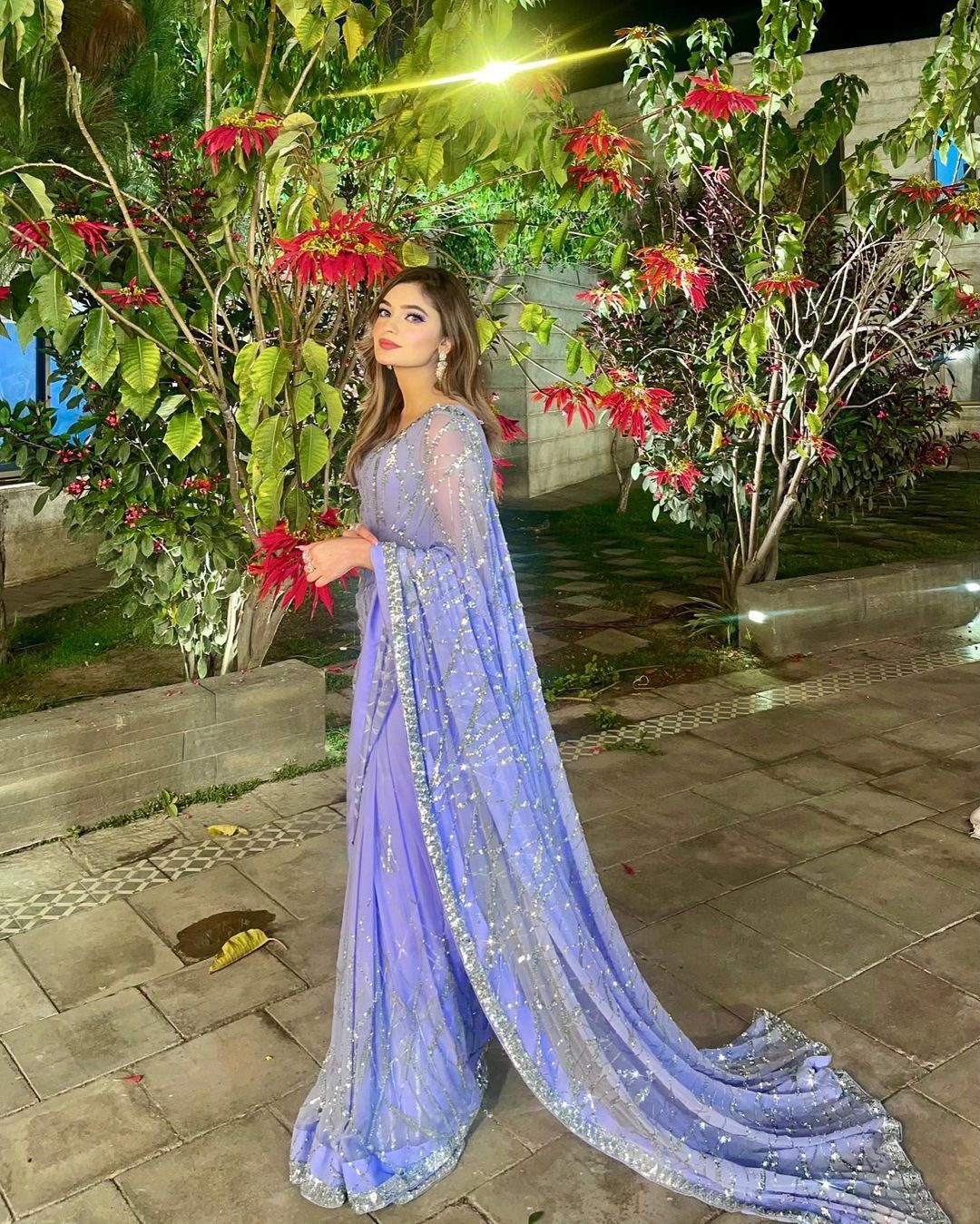 Beautiful Designer Aqua Heavy Georgette Sequanc Saree