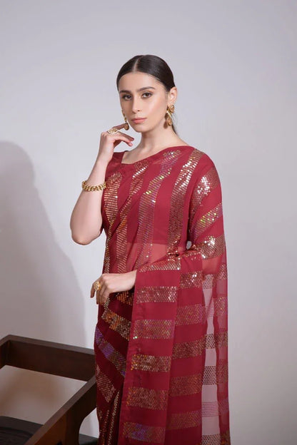 Beautiful Designer Soft Georgette Sequence Saree 413