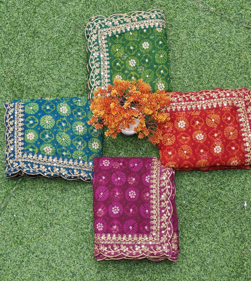 Beautiful Designer Georgette Chiffon with flower Print with Foil work Saree