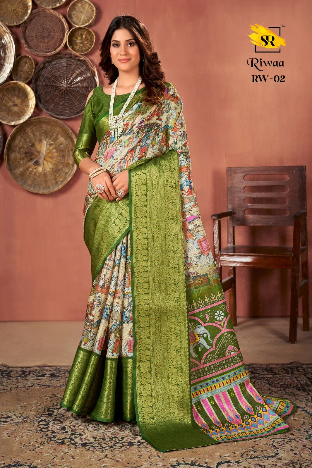 Sr Sarees Riwa Kota Checks With Digital Prined Saree (725x10)