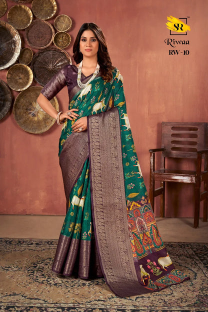 Sr Sarees Riwa Kota Checks With Digital Prined Saree (725x10)