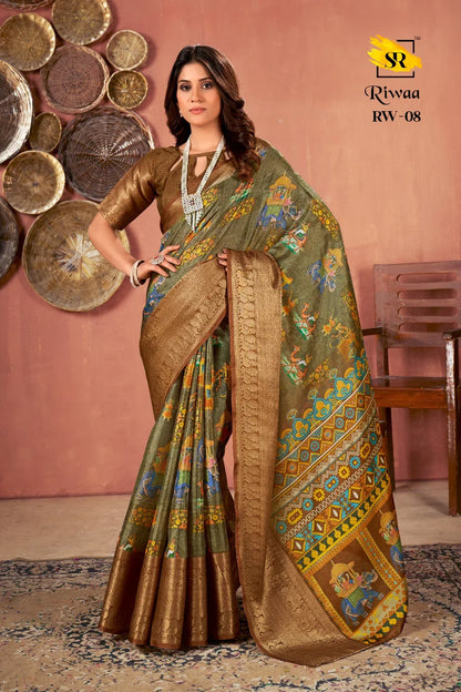 Sr Sarees Riwa Kota Checks With Digital Prined Saree (725x10)