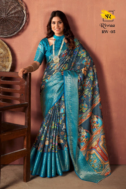 Sr Sarees Riwa Kota Checks With Digital Prined Saree (725x10)