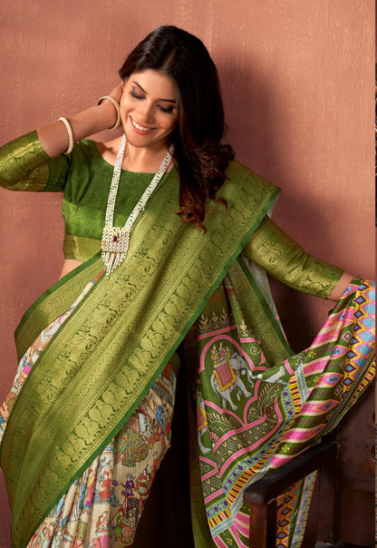 Sr Sarees Riwa Kota Checks With Digital Prined Saree (725x10)