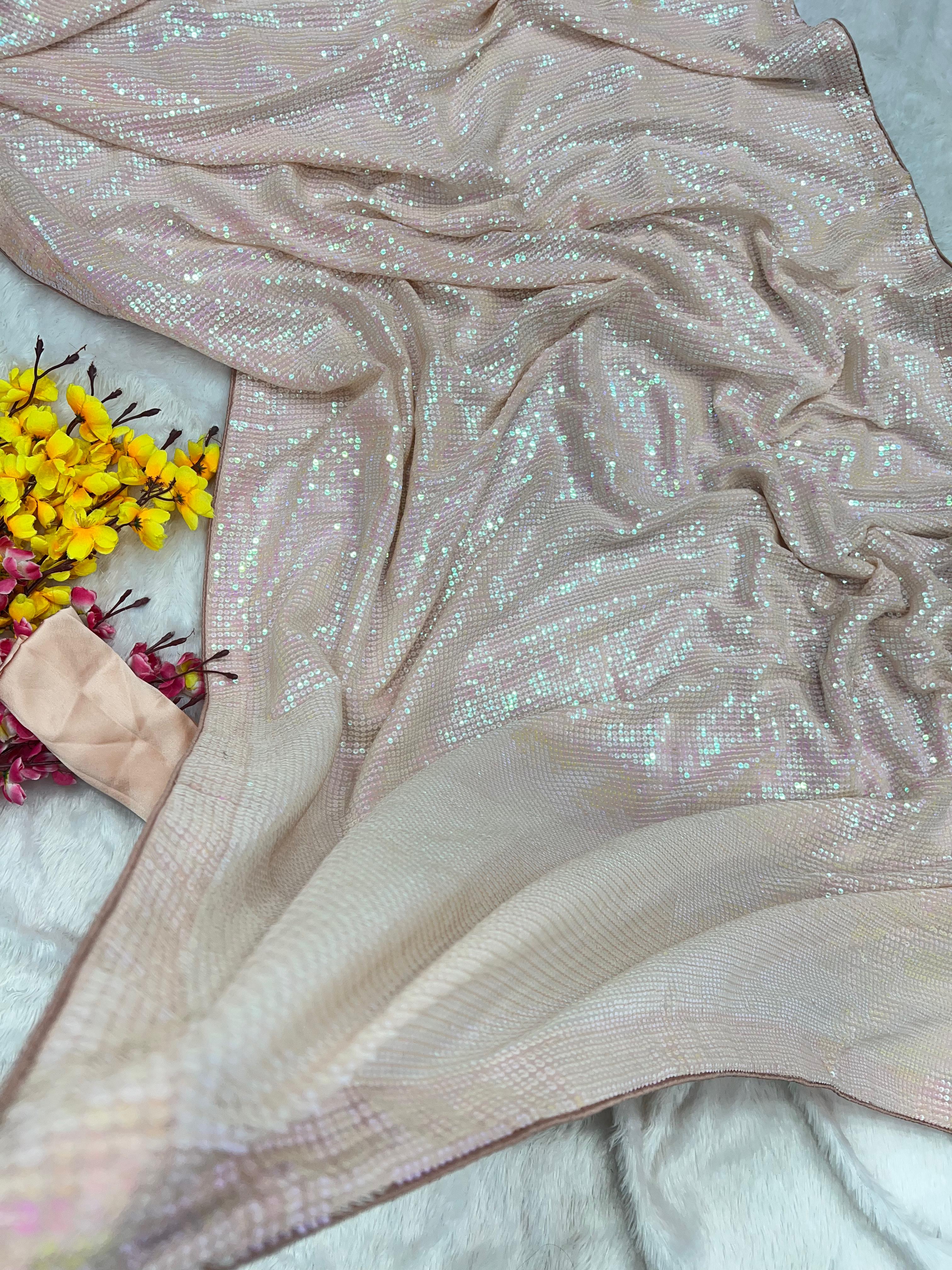 Beautiful Designer Heavy Georgette Exclusive Sequanc Saree Design 5296