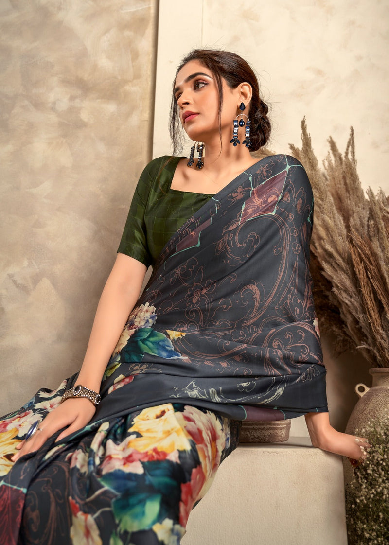 Beautiful Designer Winter Lover Rajpath Satin Printed Saree