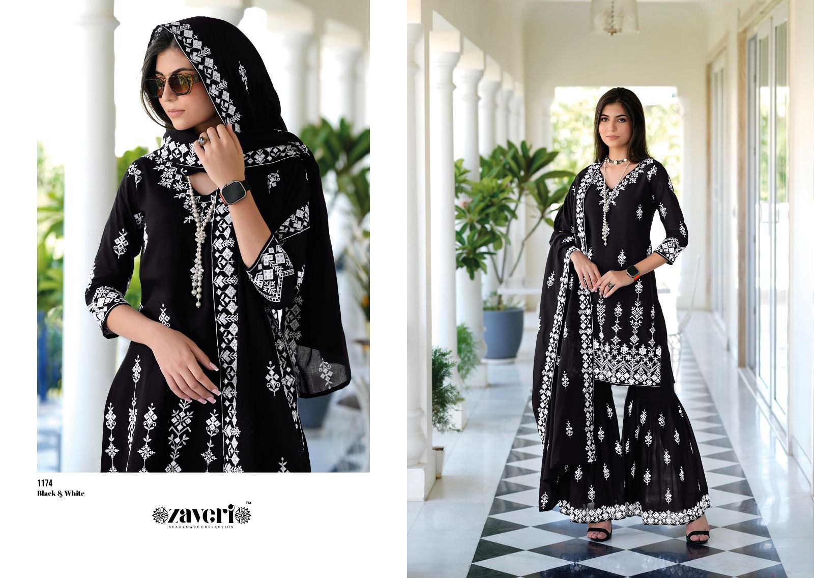 Zaveri Black-White Designer Pure Mul Mul Suit (1799x2)