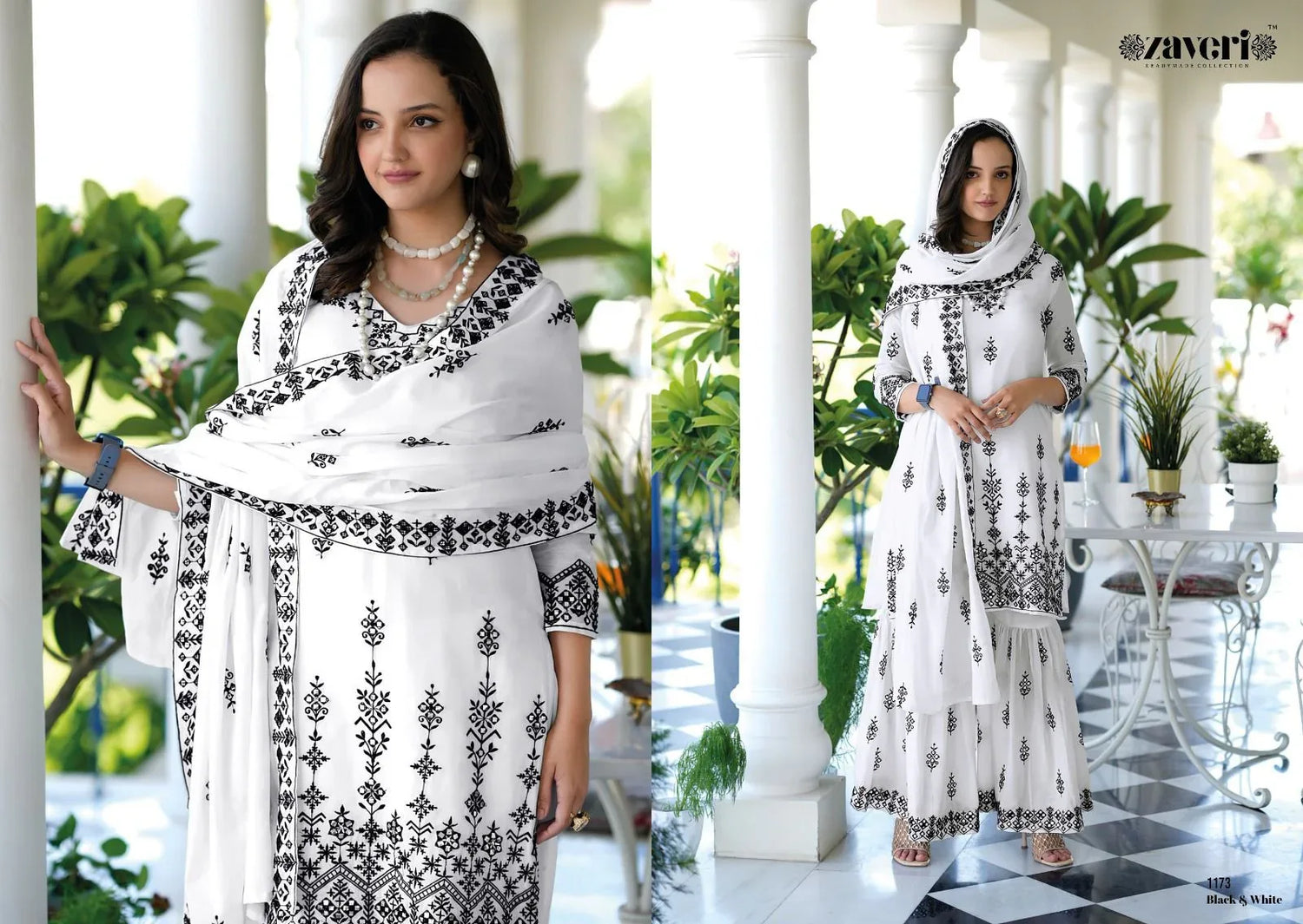 Zaveri Black-White Designer Pure Mul Mul Suit (1799x2)