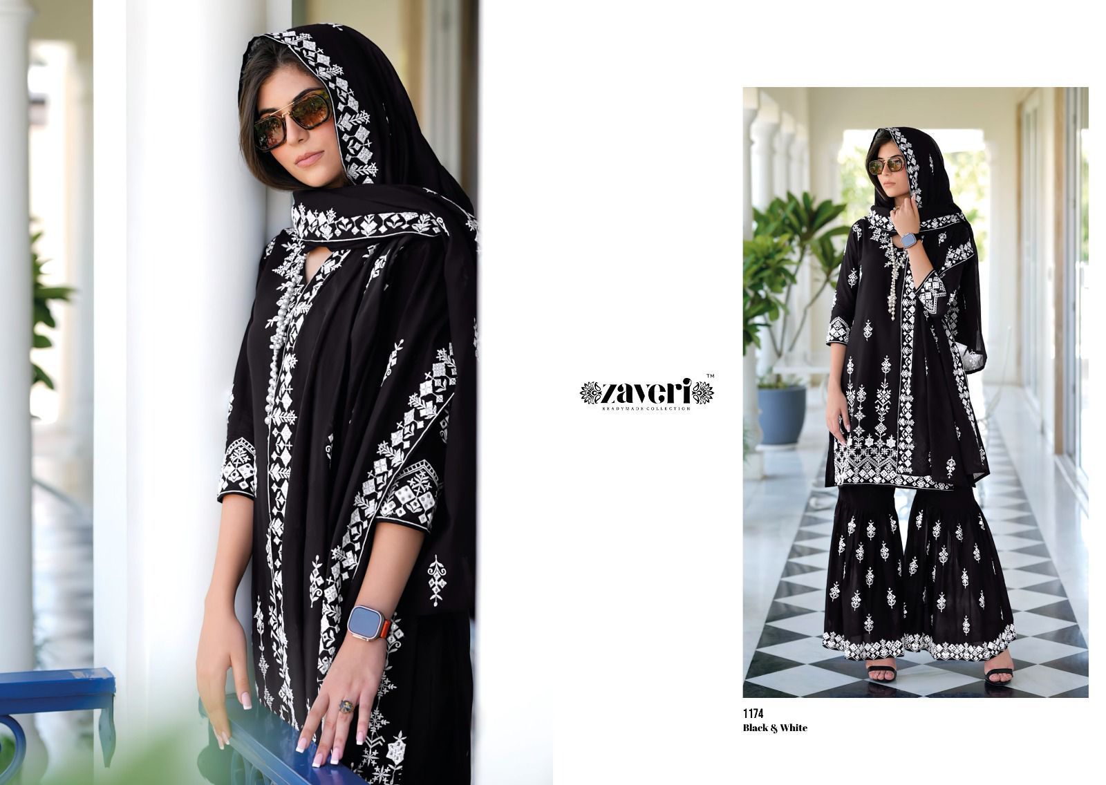 Zaveri Black-White Designer Pure Mul Mul Suit (1799x2)