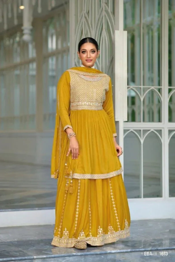Eba Lifestye Vedika Silk Embroidery Work Readymade Suit (1899x02)