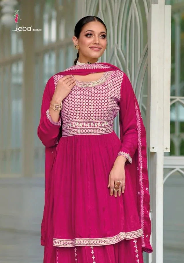 Eba Lifestye Vedika Silk Embroidery Work Readymade Suit