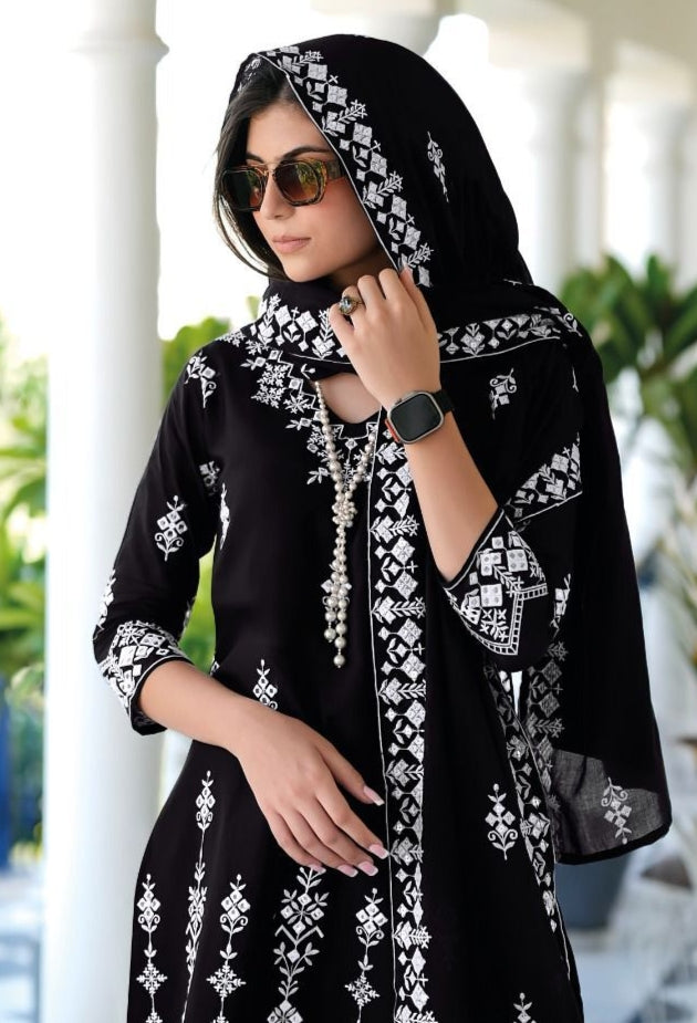 Zaveri Black-White Designer Pure Mul Mul Suit (1799x2)