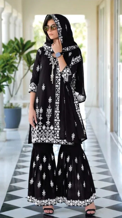Eba Lifestye Vedika Silk Embroidery Work Readymade Suit