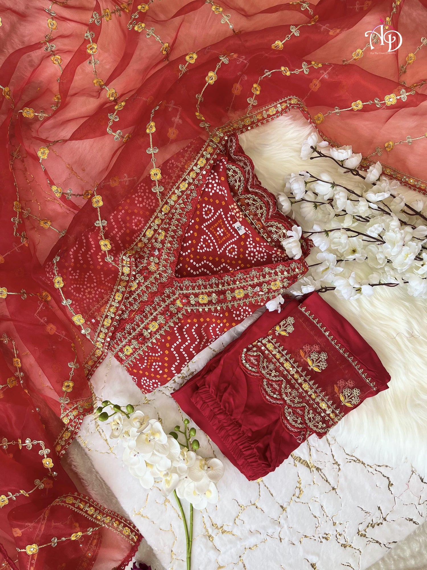 Meera Designer Red Voluminous Anarkali Readymade Suit