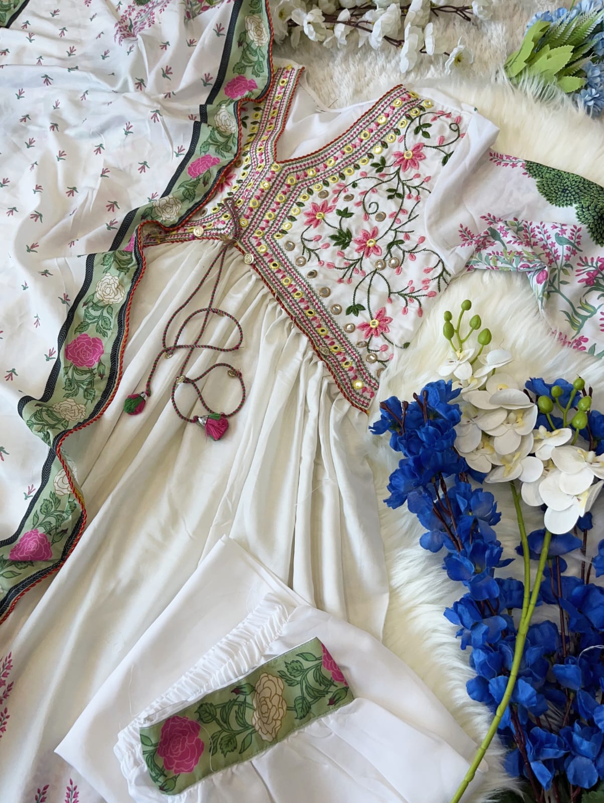 Beautiful Pakistani Style Lights  Muslin Alia Cut Suit