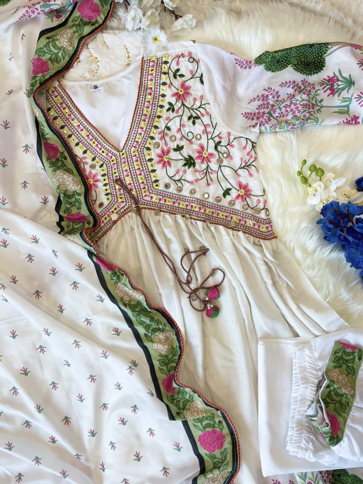 Beautiful Pakistani Style Lights  Muslin Alia Cut Suit