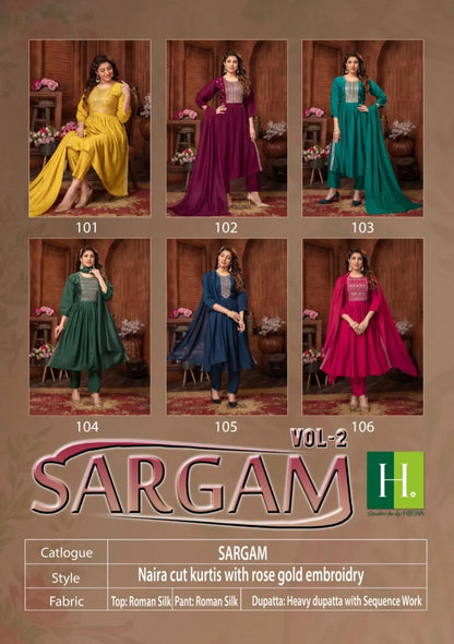 Hirwa Sargam Series 101-106 Roman Silk Kurti (850x06)